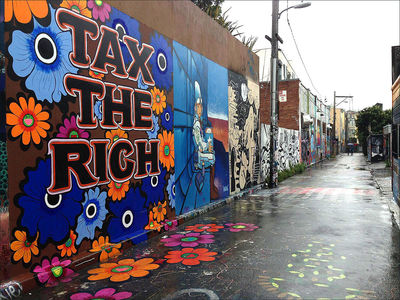 Medium tax the rich mural by megan wilson on clarion alley san francisco
